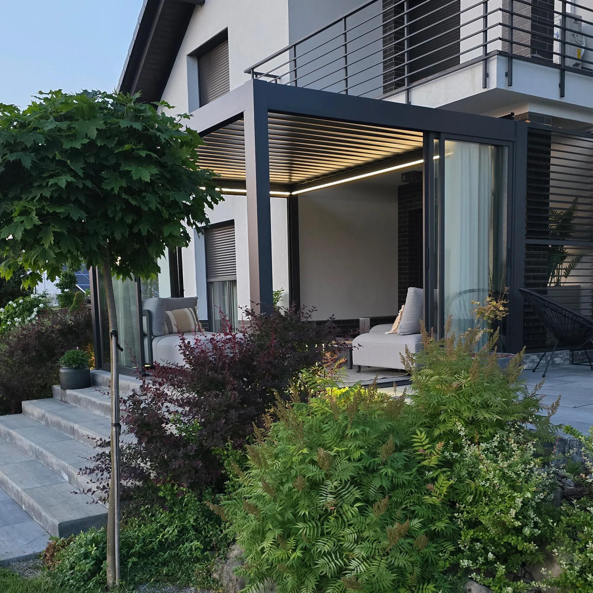 Drzwi przesuwne szklane 3M do pergoli Luxe antracytowe - zdjęcie 10