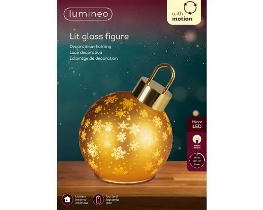OBROTOWA SZKLANA KULA BOMBKA LED LUMINEO – 14x18 cm, MATOWE ZŁOTO