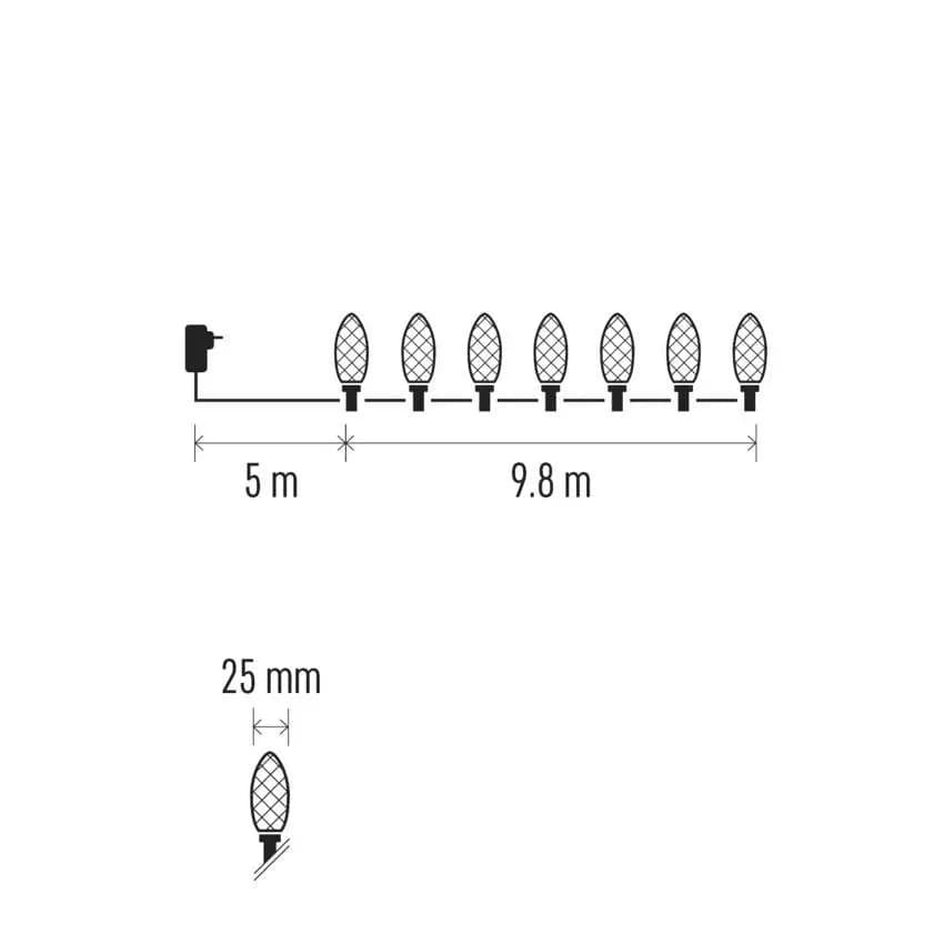 EMOS Łańcuch Świetlny LED Tradycyjne Szyszki RETRO 50 LED 9,8m (Multikolor)