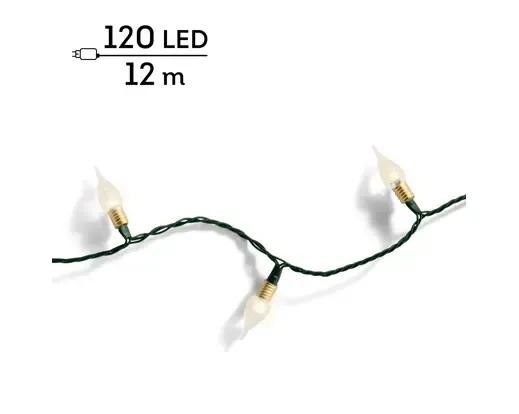 Lampki Choinkowe 120 LED Vintage Lights 12m – Ciepła Biel (Twinkle) Zielony Przewód