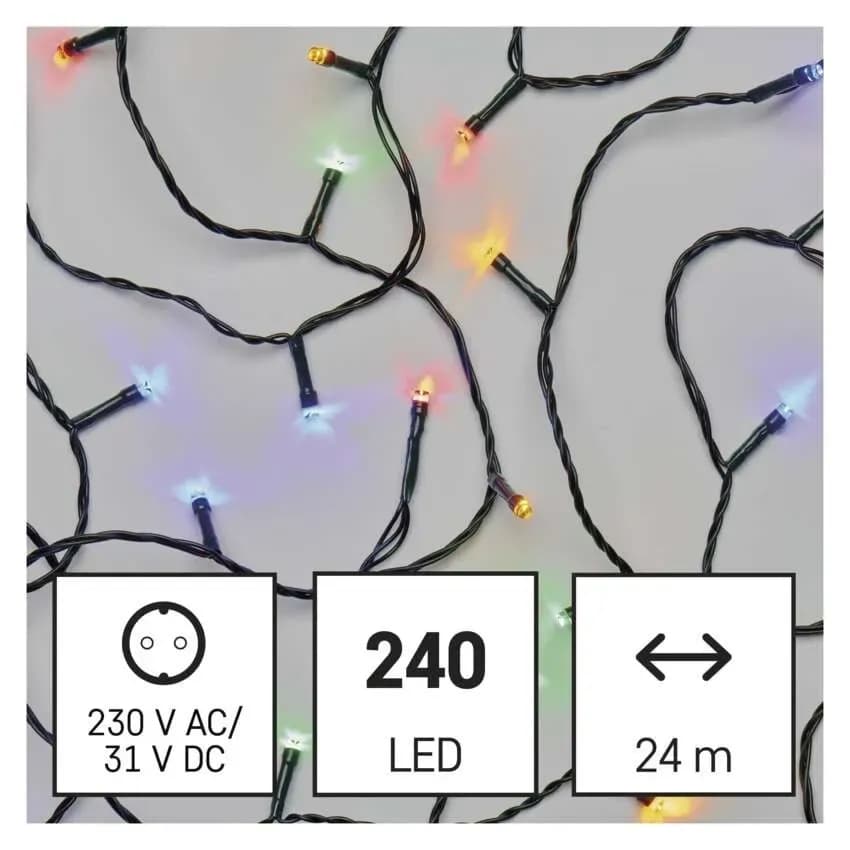 EMOS Łańcuch Choinkowy CLASSIC 240 LED 24m (Multikolor) – 8 Funkcji