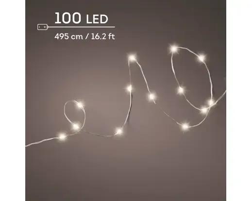 Lampki Choinkowe Druciki 100 Micro LED Ciepły Biały 4,95m na Baterie