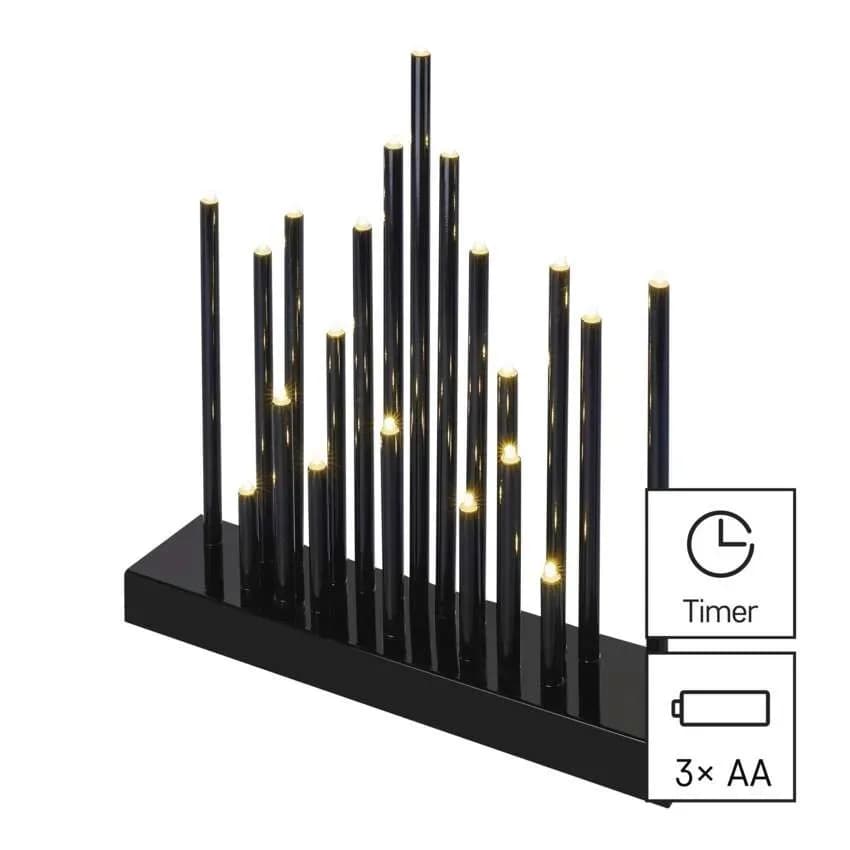 EMOS Świecznik Adwentowy LED Czarny 20 LED (Ciepła Biel)