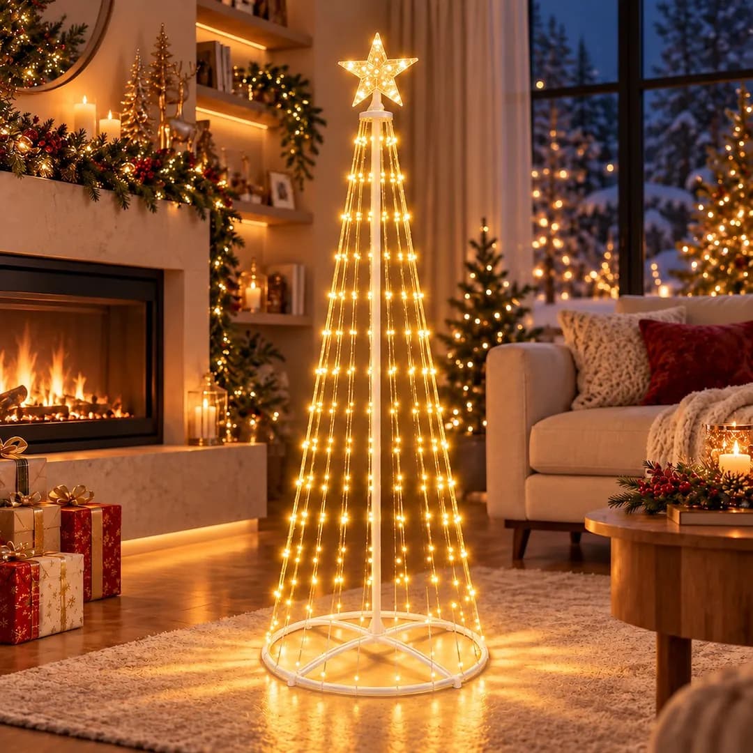 NOWOCZESNA CHOINKA LED NA STELAŻU – 1.8M 269 LED RGB + 3000K (CIEPŁA BIEL) + PILOT IP4