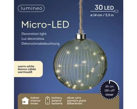 Kula Szklana Wisząca LED 14cm – Lampka Świąteczna na Baterie z Timerem Lumineo Zielona