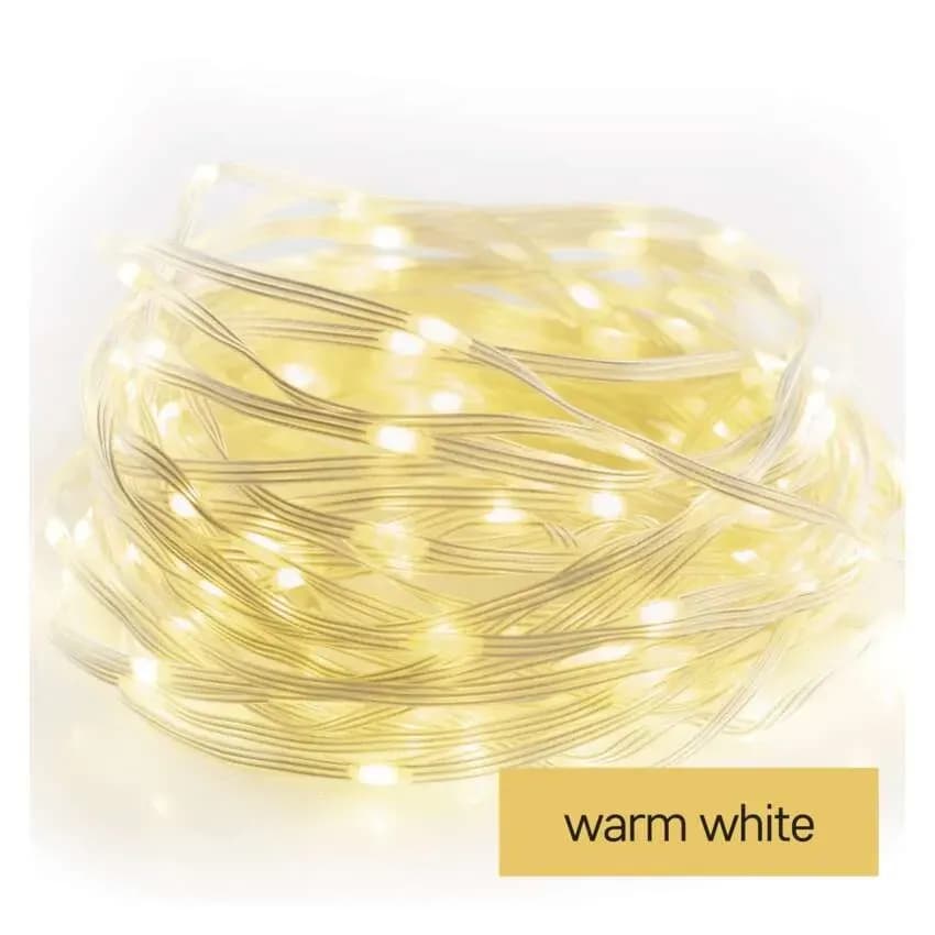 Lampki Choinkowe Druciki EMOS Drop Łezki 160 LED – 16m, Ciepła Biel (z Timerem)