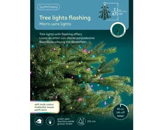 Lampki Choinkowe Micro Wire 672 LED 210cm – Multikolor z Efektem Błysku (Flashing)