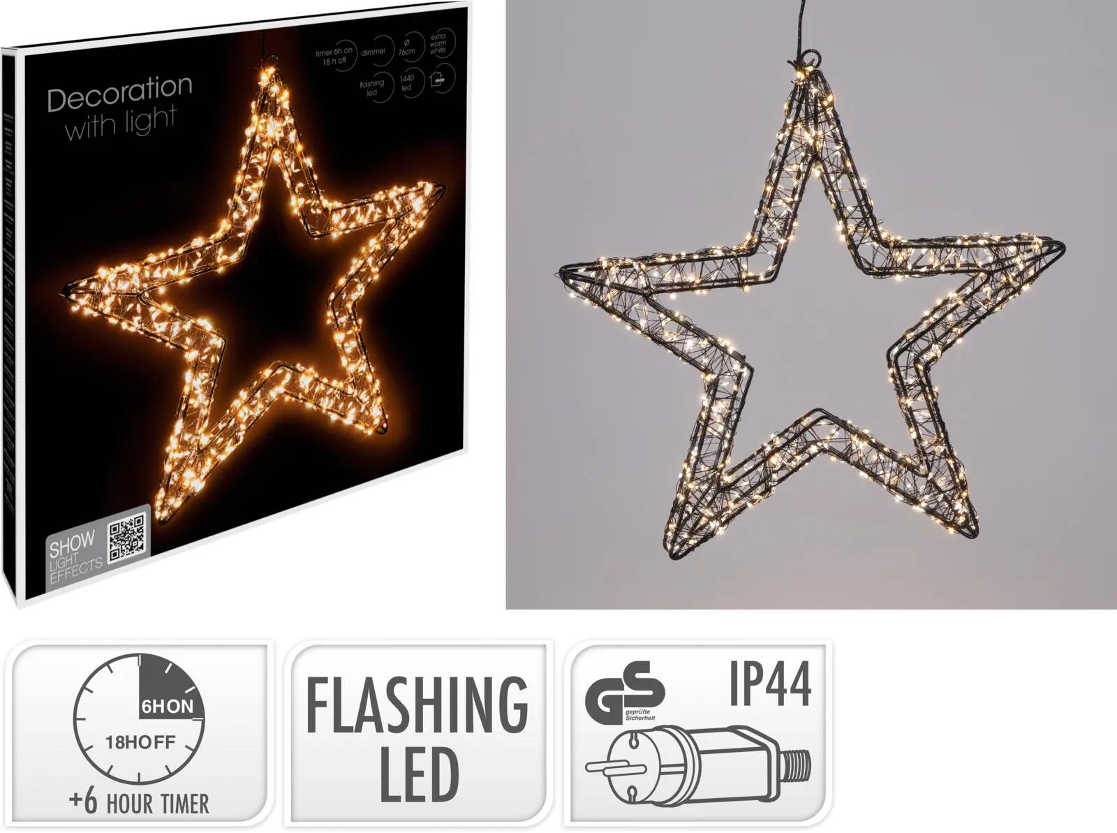 GWIAZDA OGRODOWA LED 76 cm – CZARNA DEKORACJA 1440 DIOD