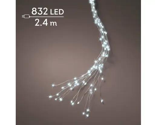 OŚWIETLENIE CHOINKOWE Z PĘTLĄ 832 LED – ZIMNA BIEL (2,4m) Z TIMEREM I EFEKTEM FLASH