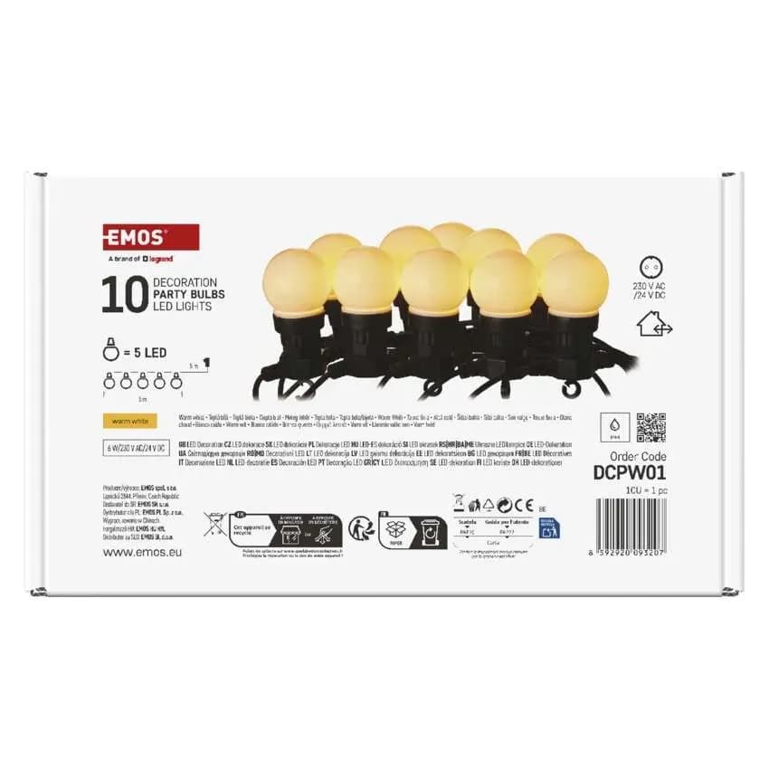 EMOS Girlanda Ogrodowa LED Party Bulbs 10 Żarówek 5m (Ciepła Biel)