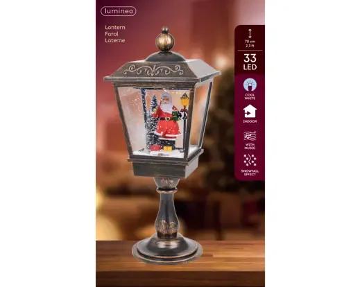 Świąteczna Latarnia Śnieżna z Muzyką 33 LED Zimna Biel 70cm z Efektem Prószącego Śniegu