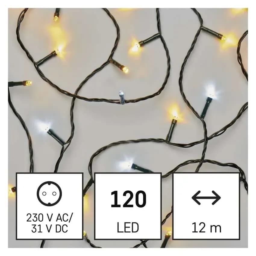 EMOS Łańcuch Choinkowy CLASSIC 120 LED 12m (Ciepła Biel + Zimna Biel Miga)