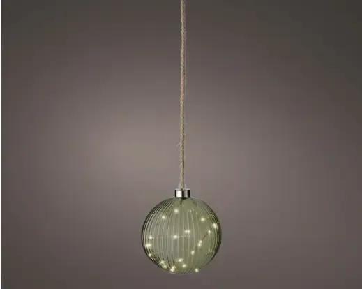 Kula Szklana Wisząca LED 14cm – Lampka Świąteczna na Baterie z Timerem Lumineo Zielona