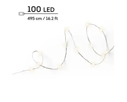 Lampki Choinkowe Druciki 100 Micro LED Ciepły Biały 4,95m na Baterie
