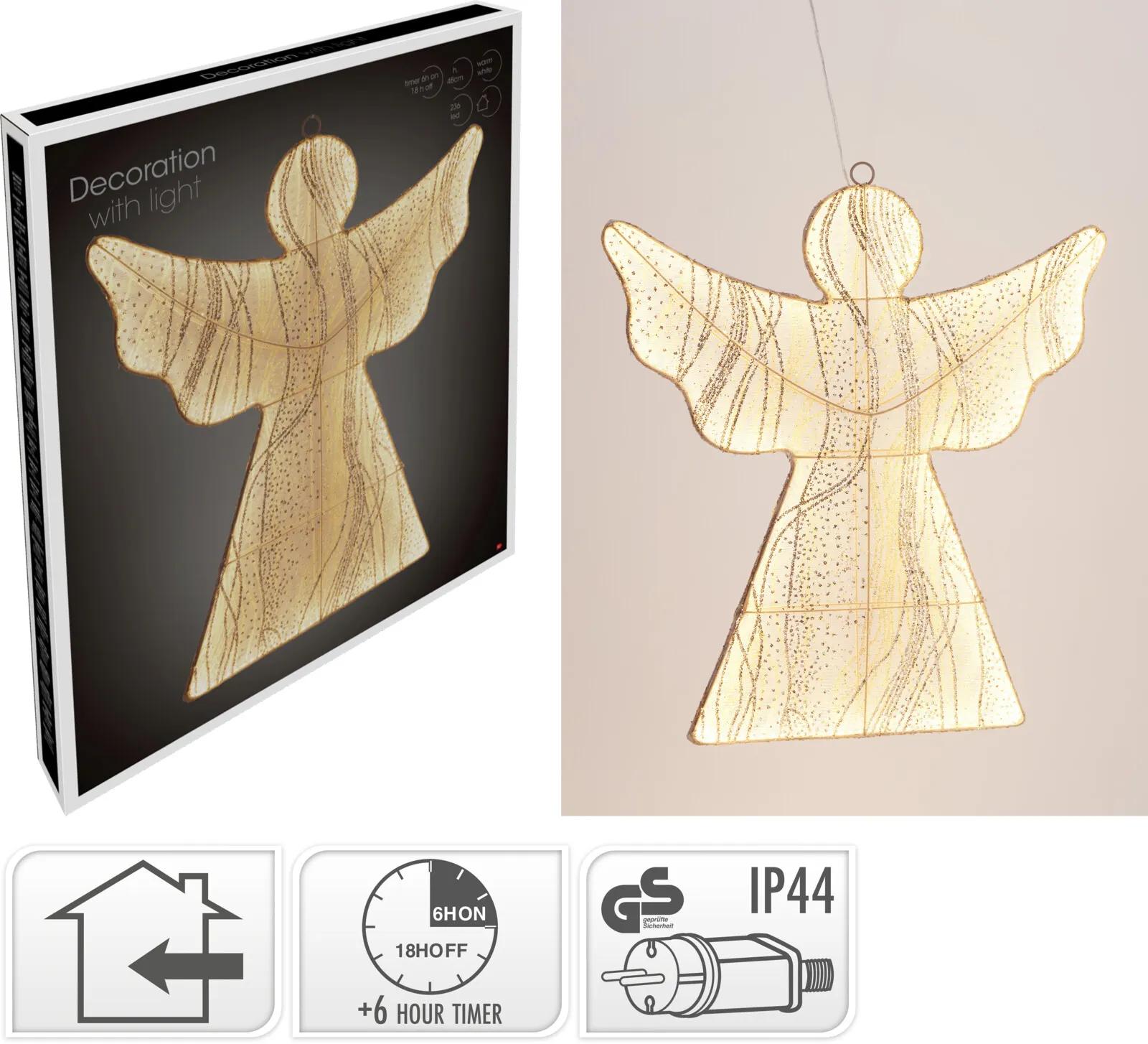 Podświetlany Anioł Wiszący 3D – 236 LED