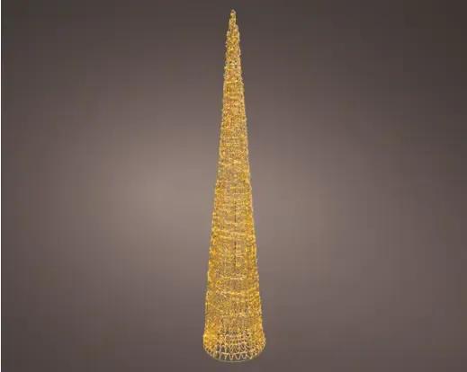 Choinka Choinkowy Stożek LED 1800 LED 180cm – Ciepła Biel (Twinkle / Flash) Złoty Stelaż