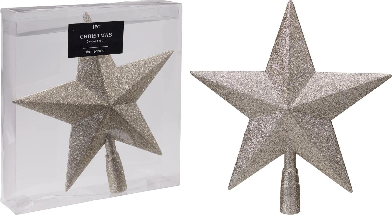 Szpic na Choinkę Gwiazda 28,5cm – Elegancka Gwiazda Betlejemska na Czubek Choinki, Szampańskie Złoto