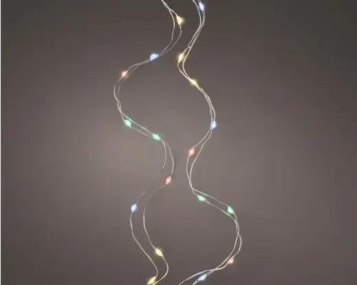 Lampki Choinkowe Druciki 60 Micro LED Wielokolorowe 2,95m na Baterie