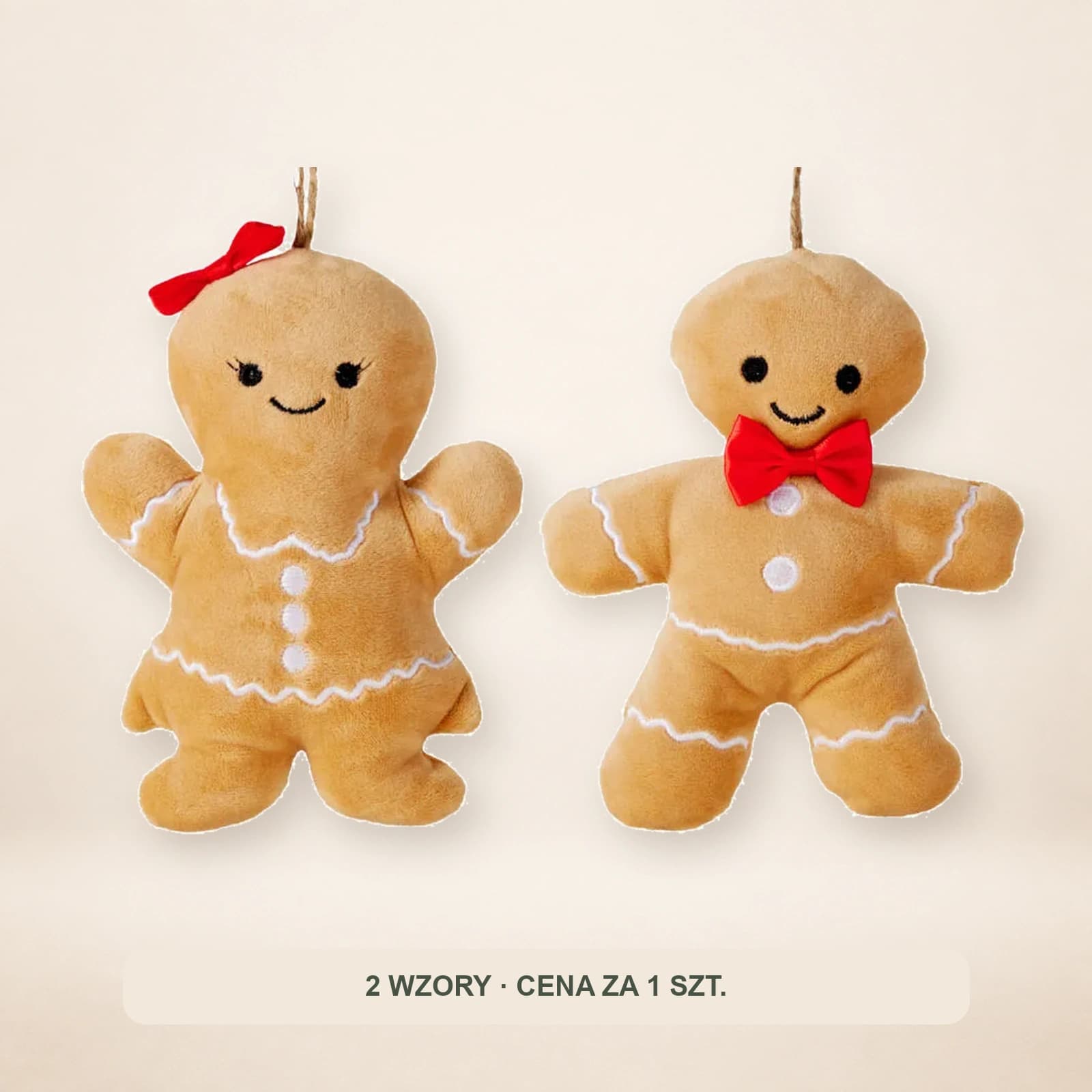 Zawieszka Piernikowy Ludzik 14cm – Miękka Figurka Świąteczna, Miks Wzorów (Chłopiec / Dziewczynka)