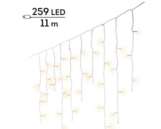 Kurtyna Sople Lumineo Icicle Twinkle 259 LED 11m Ciepły Biały Biały Kabel Timer IP44