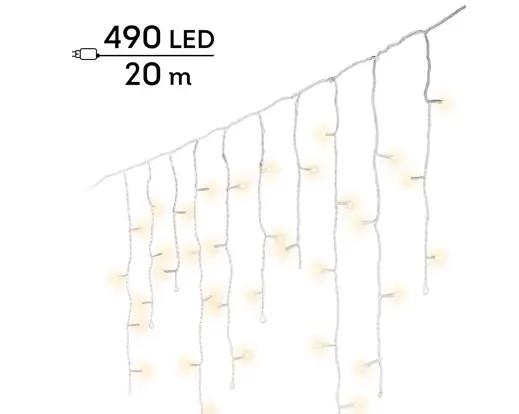 Profesjonalna Kurtyna Świetlna Sople 490 LED 20m – Ciepła Biel (Twinkle) / Czarny Przewód
