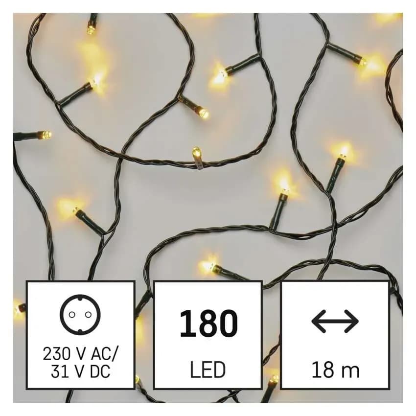 Lampki Choinkowe Świąteczne EMOS Classic 180 LED – 18m, Ciepła Biel (Multifunkcja)