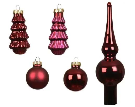 Zestaw Bombek Szklanych z Czubkiem Decoris – Komplet 13 szt. Ø 3 cm (Ossenbloed Rood)