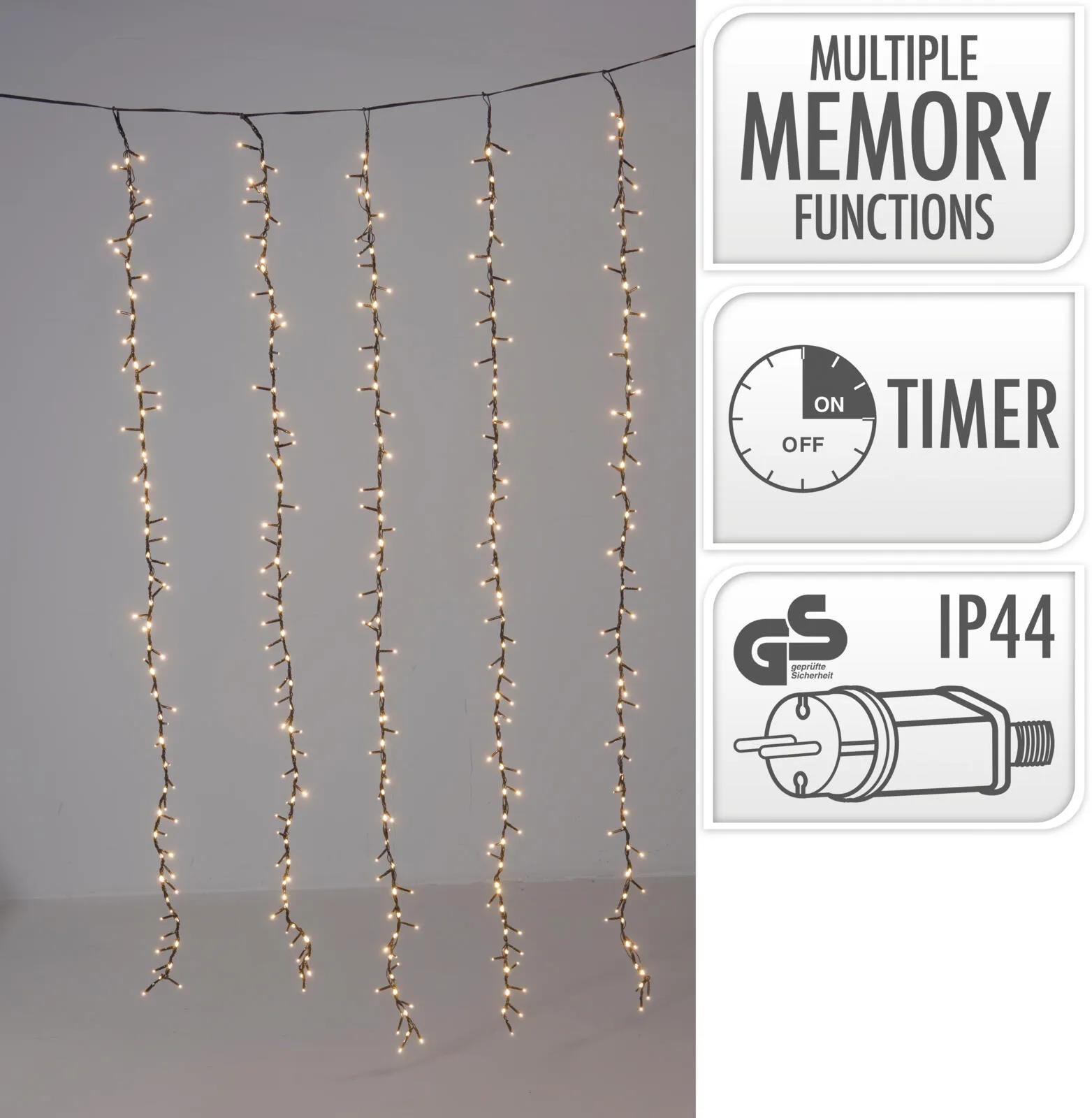 Kurtyna Świetlna Wodospad 1008 LED – Świąteczna Zasłona 2x1.5m z Efektem Waterfall, Ciepła Biel Premium, IP44 Zewnętrzna
