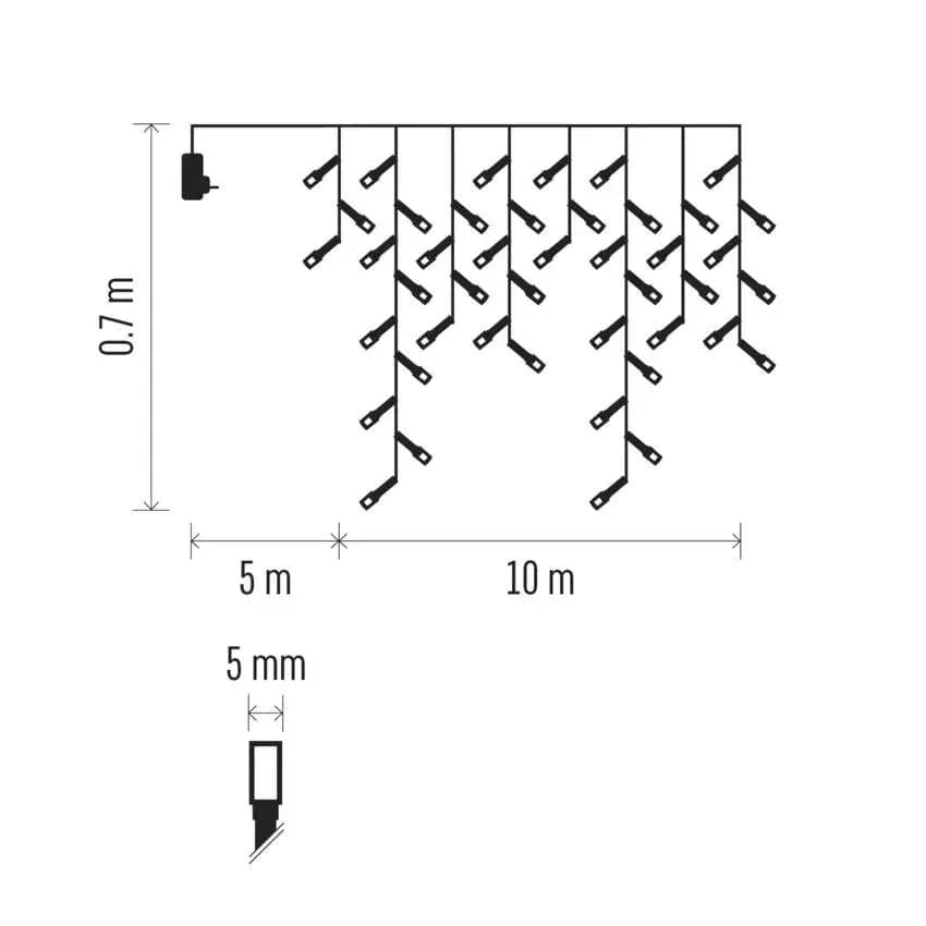EMOS Oświetlenie Świąteczne Sople Kurtyna 600 LED 10m (Zimna Biel) – 8 Funkcji
