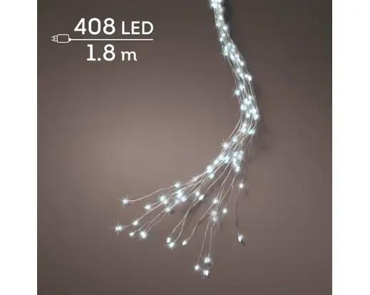 OŚWIETLENIE CHOINKOWE Z PĘTLĄ 408 LED – ZIMNA BIEL (1,8m) Z TIMEREM I EFEKTEM FLASH