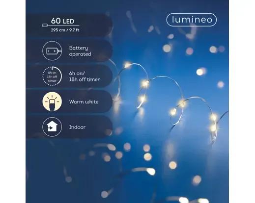 Lampki Choinkowe Druciki 60 Micro LED Ciepły Biały 2,95m na Baterie