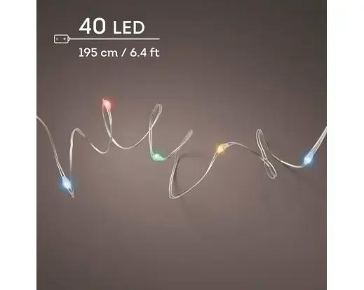 Lampki Choinkowe Druciki 40 Micro LED Wielokolorowe 1,95m na Baterie