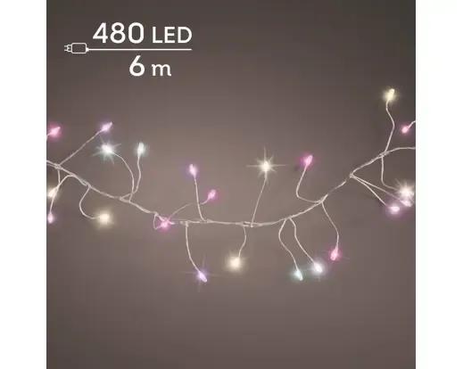 DRUCIKI CHOINKOWE COMPACT TWINKLE 480 LED MULTI PINK – GĘSTE LAMPKI 6m Z TIMEREM
