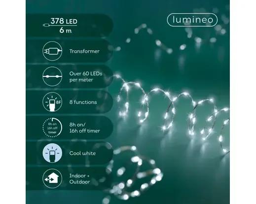 DRUCIKI CHOINKOWE STRING LIGHTS TWINKLE 378 LED – LAMPKI 6m Z TIMEREM (SREBRNY DRUCIK / ZIMNA BIEL)