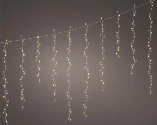 Kurtyna Sople Lumineo Compact Icicle 256 LED 3,75m Ciepły Biały Łączone Biały Kabel Timer IP44