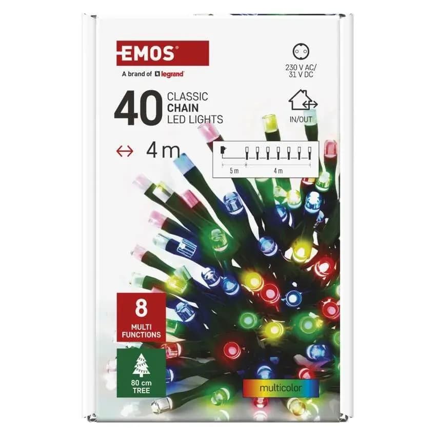 EMOS Łańcuch Choinkowy CLASSIC 40 LED 4m (Multikolor) – 8 Funkcji