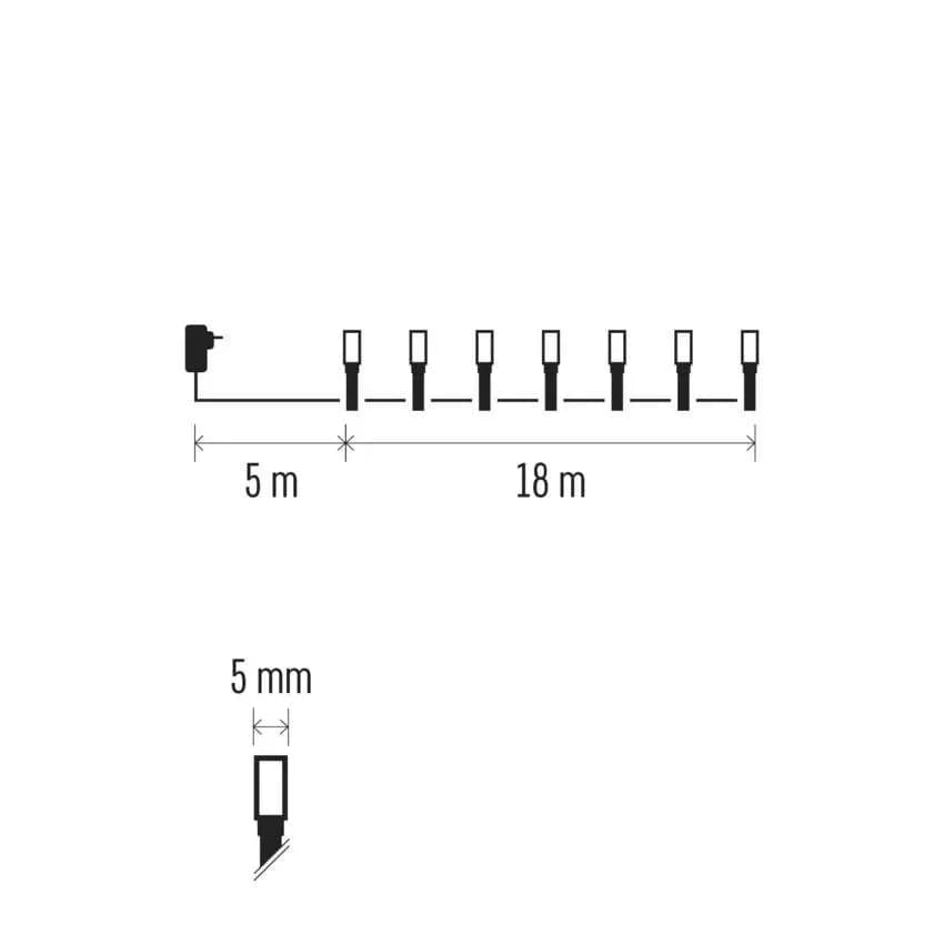 Lampki Choinkowe Świąteczne EMOS Classic 180 LED – 18m, Ciepła Biel (Multifunkcja)