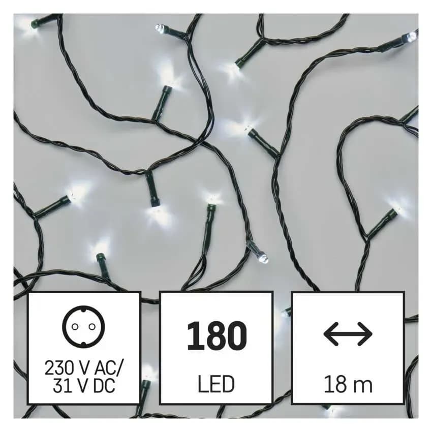 Lampki Choinkowe Świąteczne EMOS Classic 180 LED – 18m, Zimna Biel (Multifunkcja)