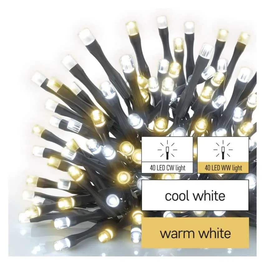 EMOS Łańcuch Choinkowy CLASSIC 80 LED 8m (Ciepła Biel + Zimna Biel)