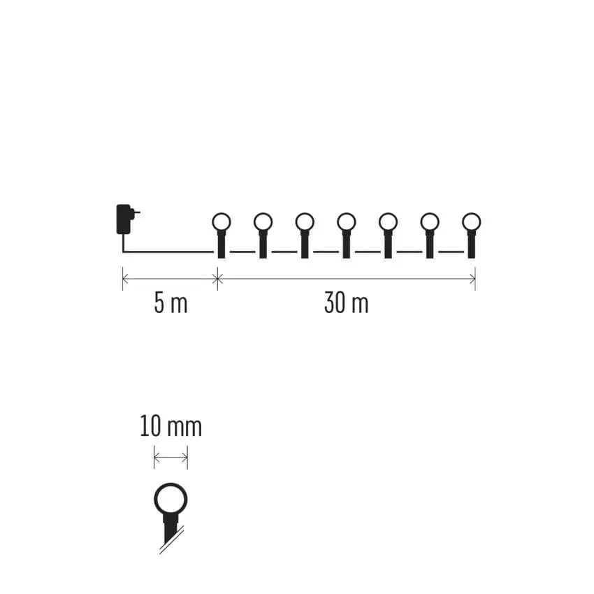 Lampki Choinkowe Kulki EMOS Cherry 300 LED – 30m, Ciepła Biel (Multifunkcja)