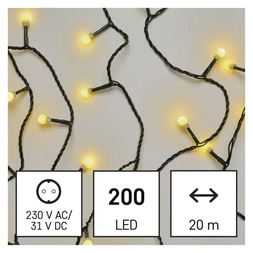 Lampki Choinkowe Kulki EMOS Cherry 200 LED – 20m, Ciepła Biel