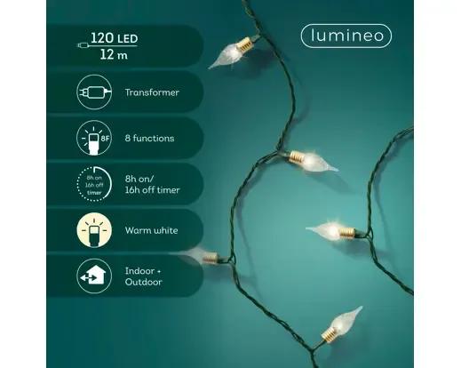 Lampki Choinkowe 120 LED Vintage Lights 12m – Ciepła Biel (Twinkle) Zielony Przewód