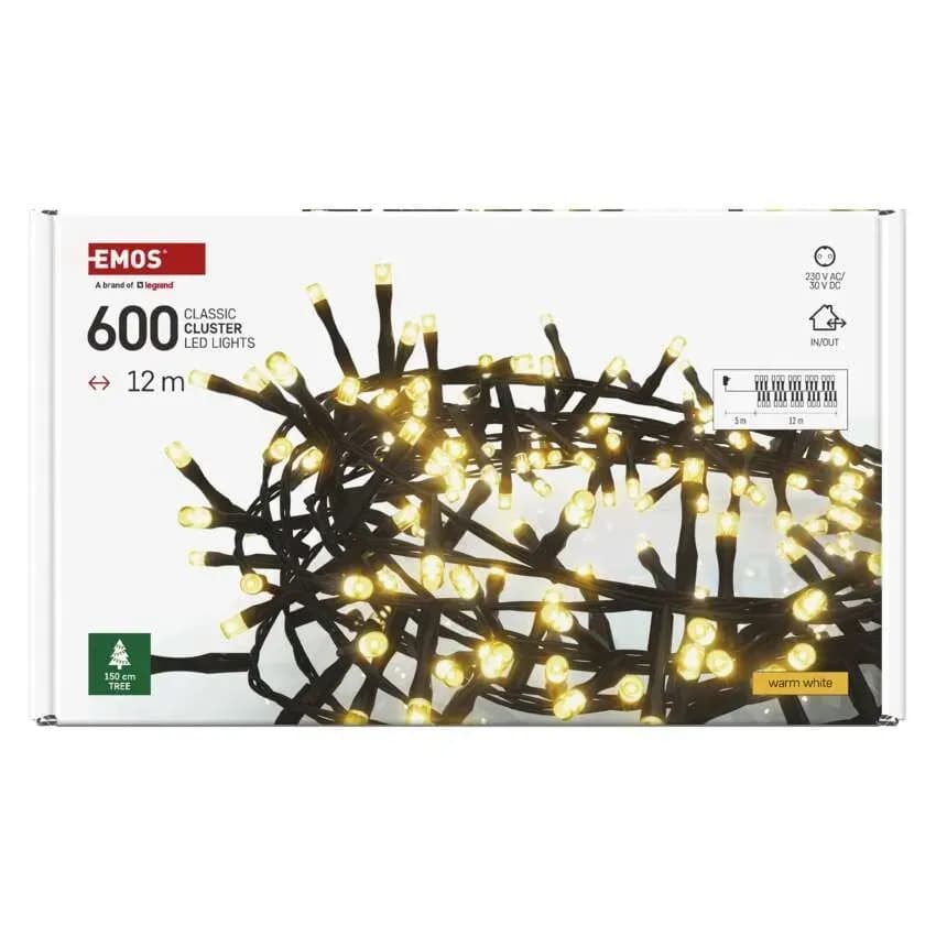 EMOS Łańcuch Choinkowy CLUSTER Jeżyk 600 LED 12m (Ciepła Biel)