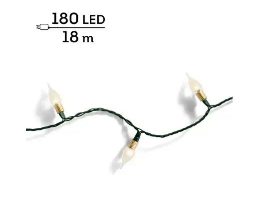 Lampki Choinkowe 180 LED Vintage Lights 18m – Ciepła Biel (Twinkle) Zielony Przewód