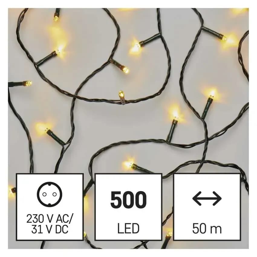 EMOS Łańcuch Choinkowy CLASSIC 500 LED 50m (Ciepła Biel) – 8 Funkcji