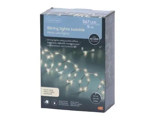 DRUCIKI CHOINKOWE STRING LIGHTS TWINKLE 567 LED – LAMPKI 9m Z TIMEREM (SREBRNY DRUCIK)