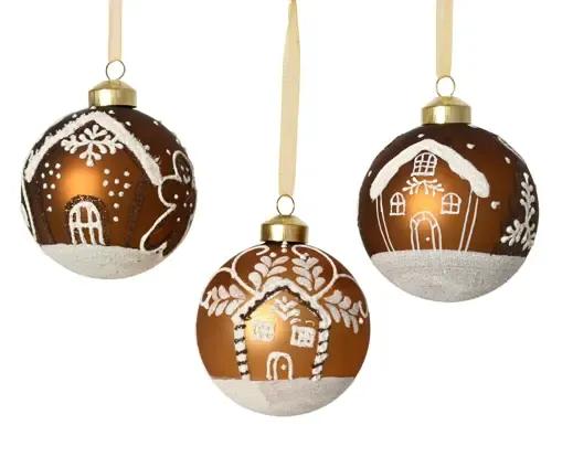 Szklana Bombka Choinkowa – Domek z Piernika, Średnica 8 cm (1 szt.)