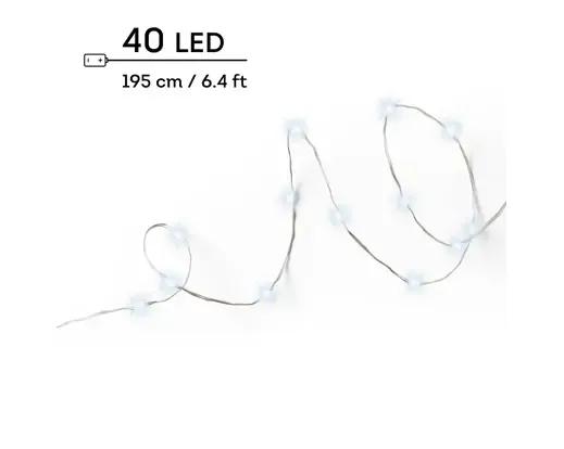 Lampki Choinkowe Micro LED 40 – Elastyczny Drucik 1,95 m (Zimny Biały)