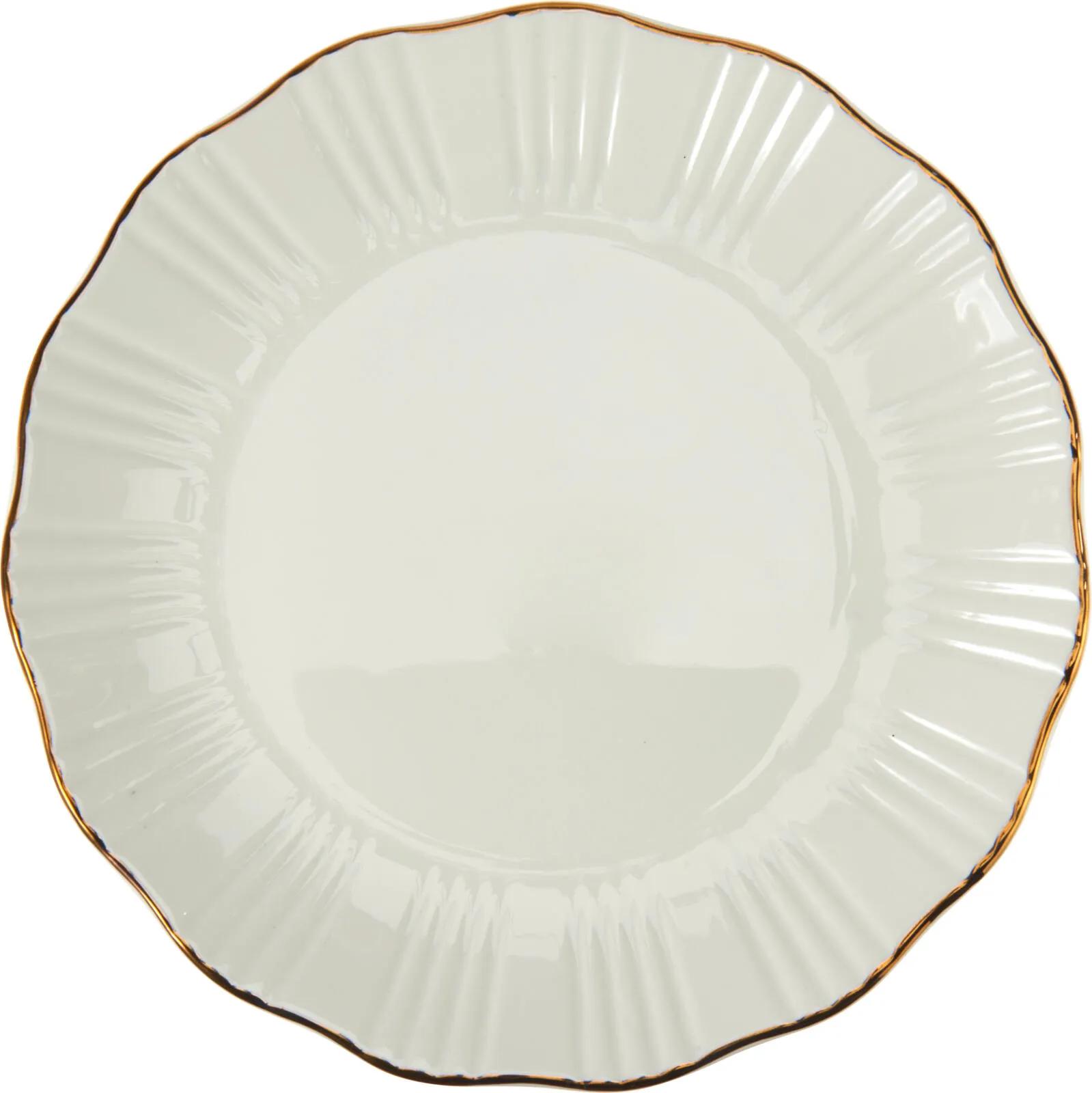 PORCELANOWY TALERZ 22 cm ŚWIĄTECZNY – BIAŁY ZE ZŁOTYM RANTEM