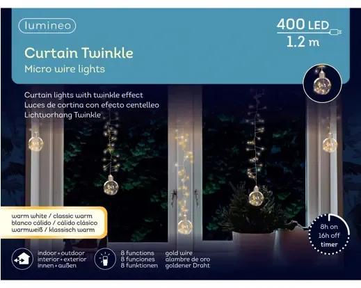 Kurtyna Świetlna Kulki 400 LED 1.2m – Girlanda Choinkowa Okienna z Efektem Błysku